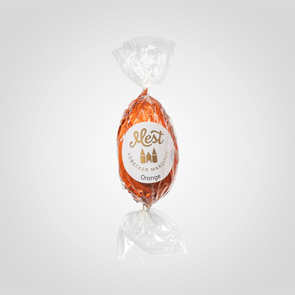 Lübecker Marzipan-Ei mit Orange g.g.A. in Zartbitterschokolade