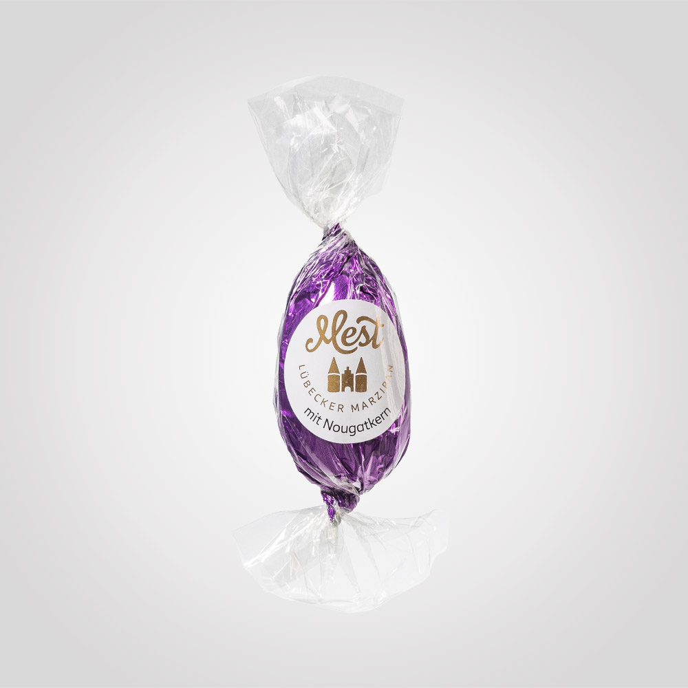 Lübecker Marzipan-Ei mit Nougat g.g.A. in Zartbitterschokolade