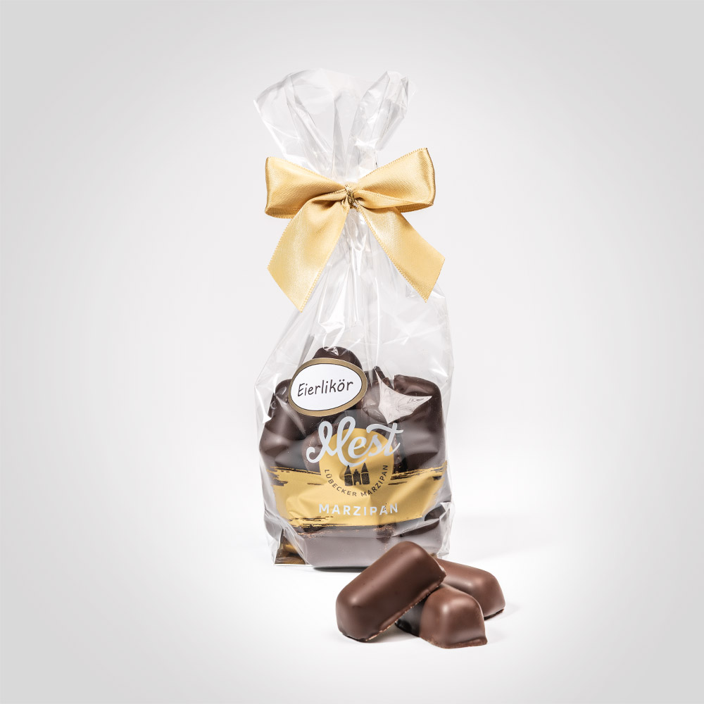 Lübecker Marzipan-Happen g.g.A. mit Eierlikör in Zartbitterschokolade