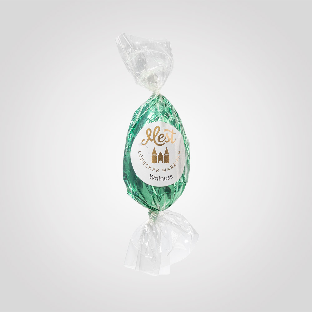Lübecker Marzipan-Ei mit Walnuß g.g.A. in Zartbitterschokolade