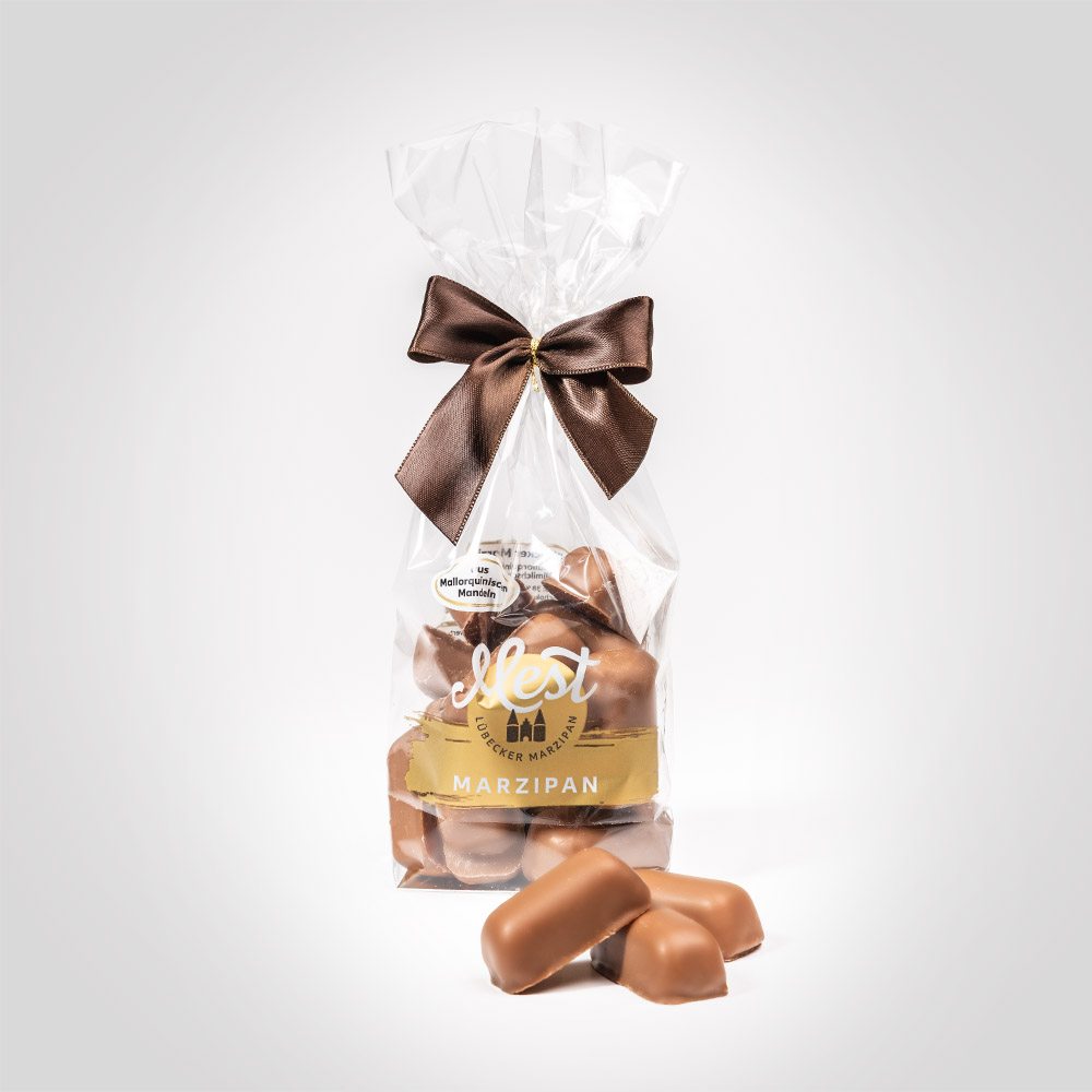 Lübecker Marzipan-Happen g.g.A. in Vollmilchschokolade aus mallorquinischen Mandeln