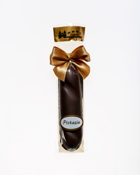 Lübecker Marzipanbrot mit Pistazie g.g.A. in Zartbitterschokolade